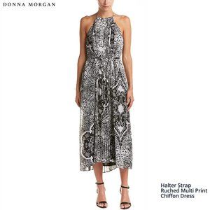 Donna Morgan - Halter Strap Ruched Chiffon Dress